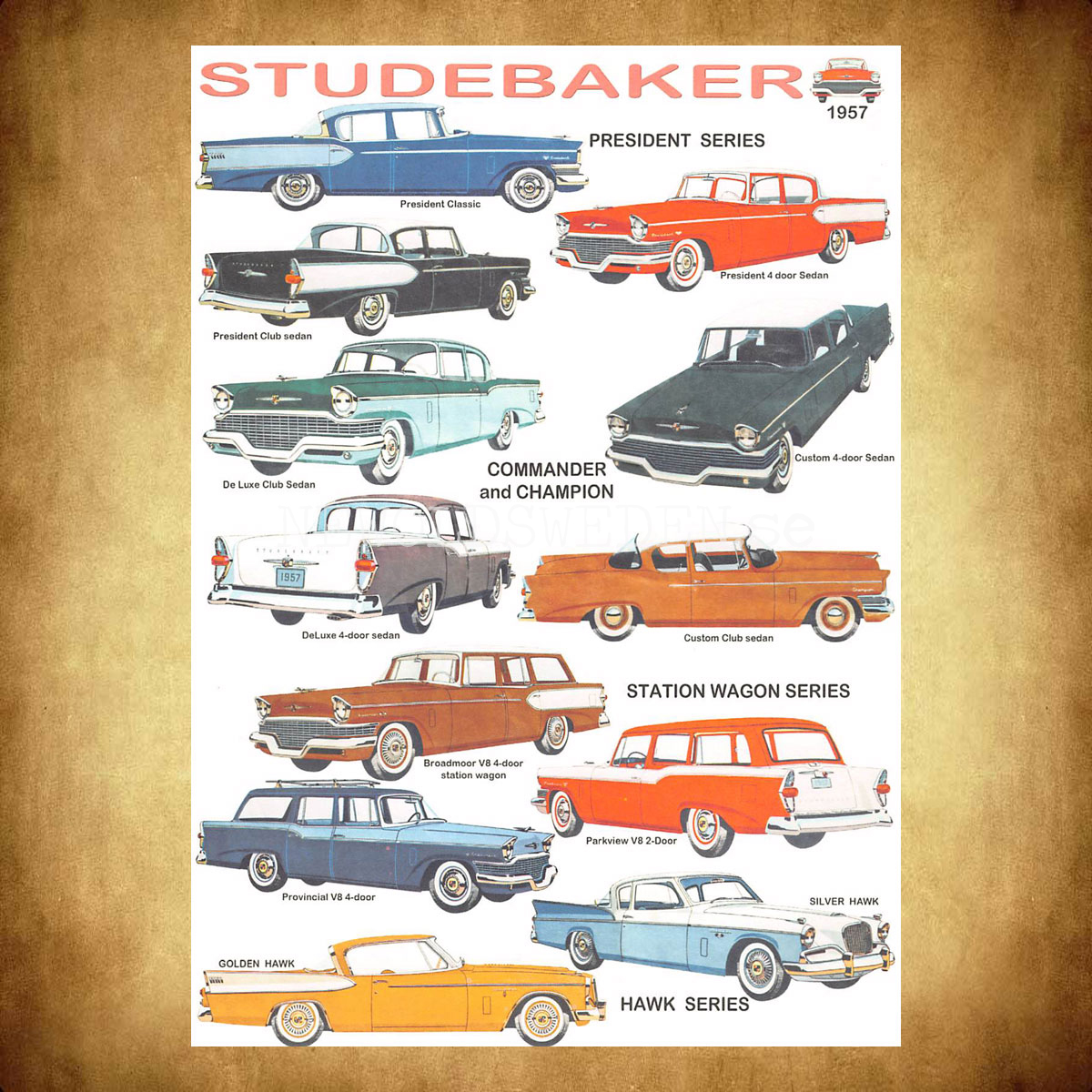 STUDEBAKER 1957 - Vykort A5 - 2