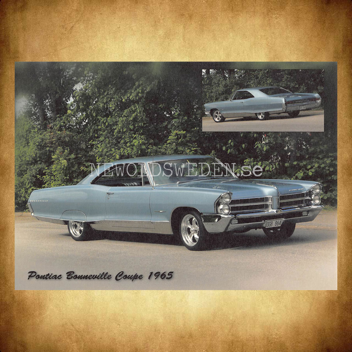 Pontiac Bonneville Coupe 1965 - Vykort A5 - 2
