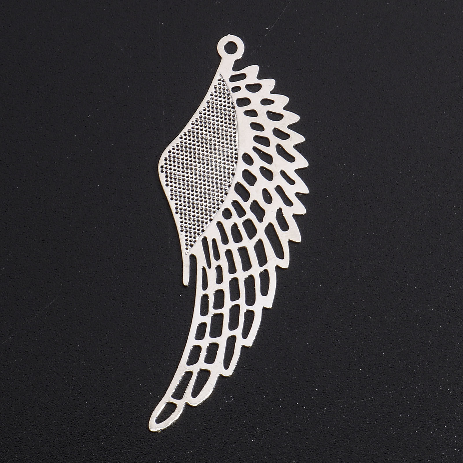 Charm Angel wing Filigree , silver