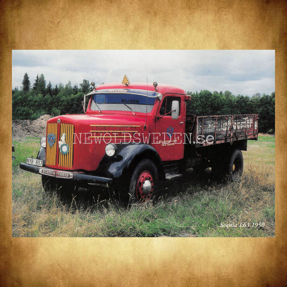 Scania L63 1950 B-O Hallgrens Åkeri Dals Rostock - Vykort A5 - 2