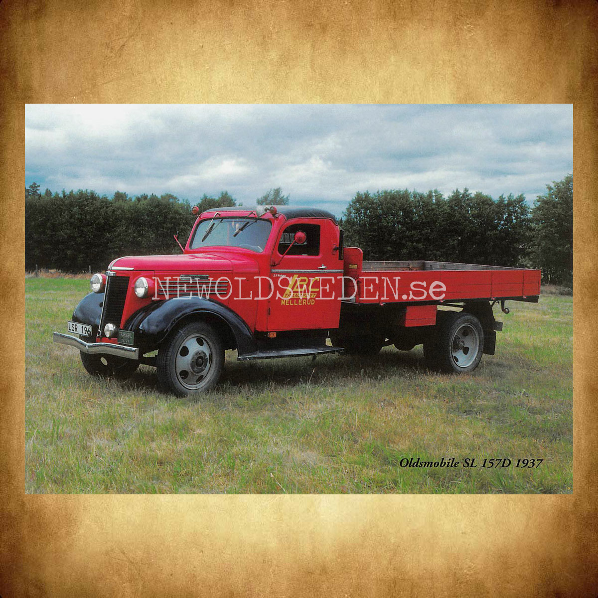 Oldsmobile SL 157D 1937 LBC TRANSPORT MELLERUD - Vykort A5 - 2