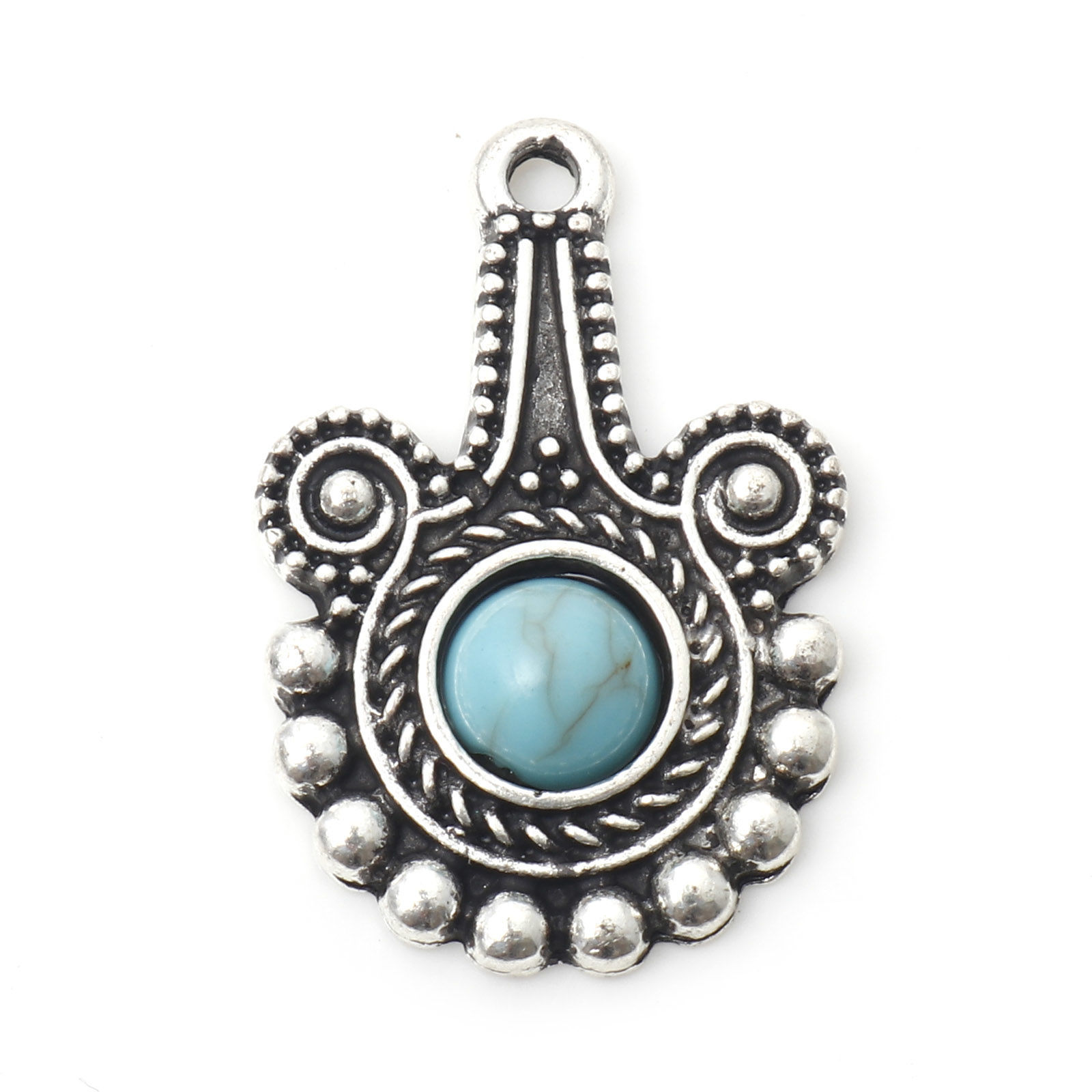 Berlock -   Boho Swirl mönstrad  Silver, turkos