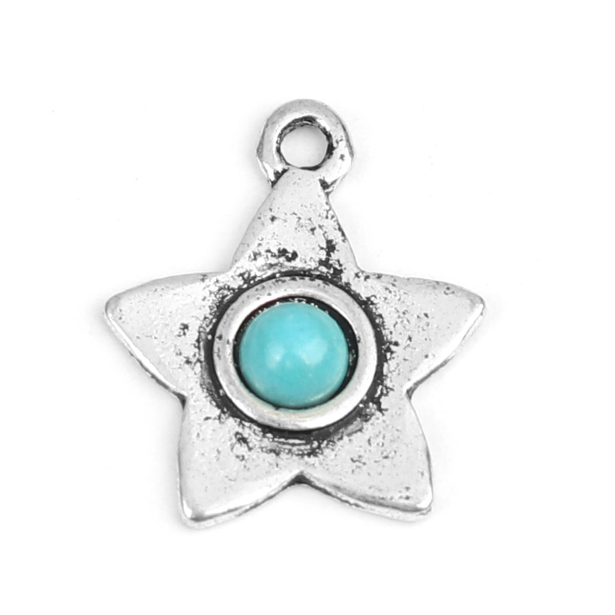 Berlock -   Boho chic Stjärna, Silver, turkos