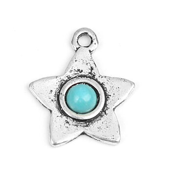 Charm -  Boho  star  silver blue