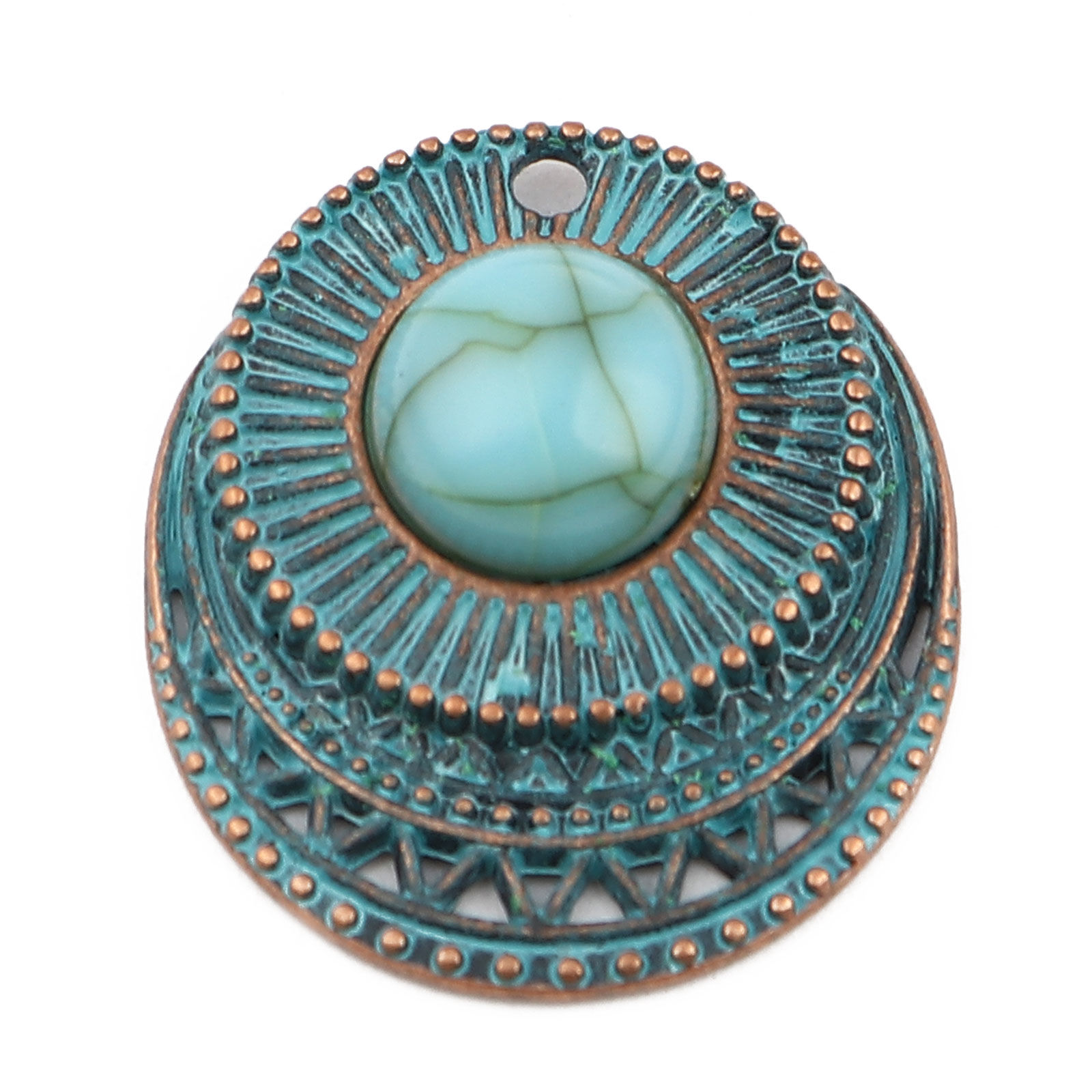 Berlock -   Boho chic Rund Patina, turkos