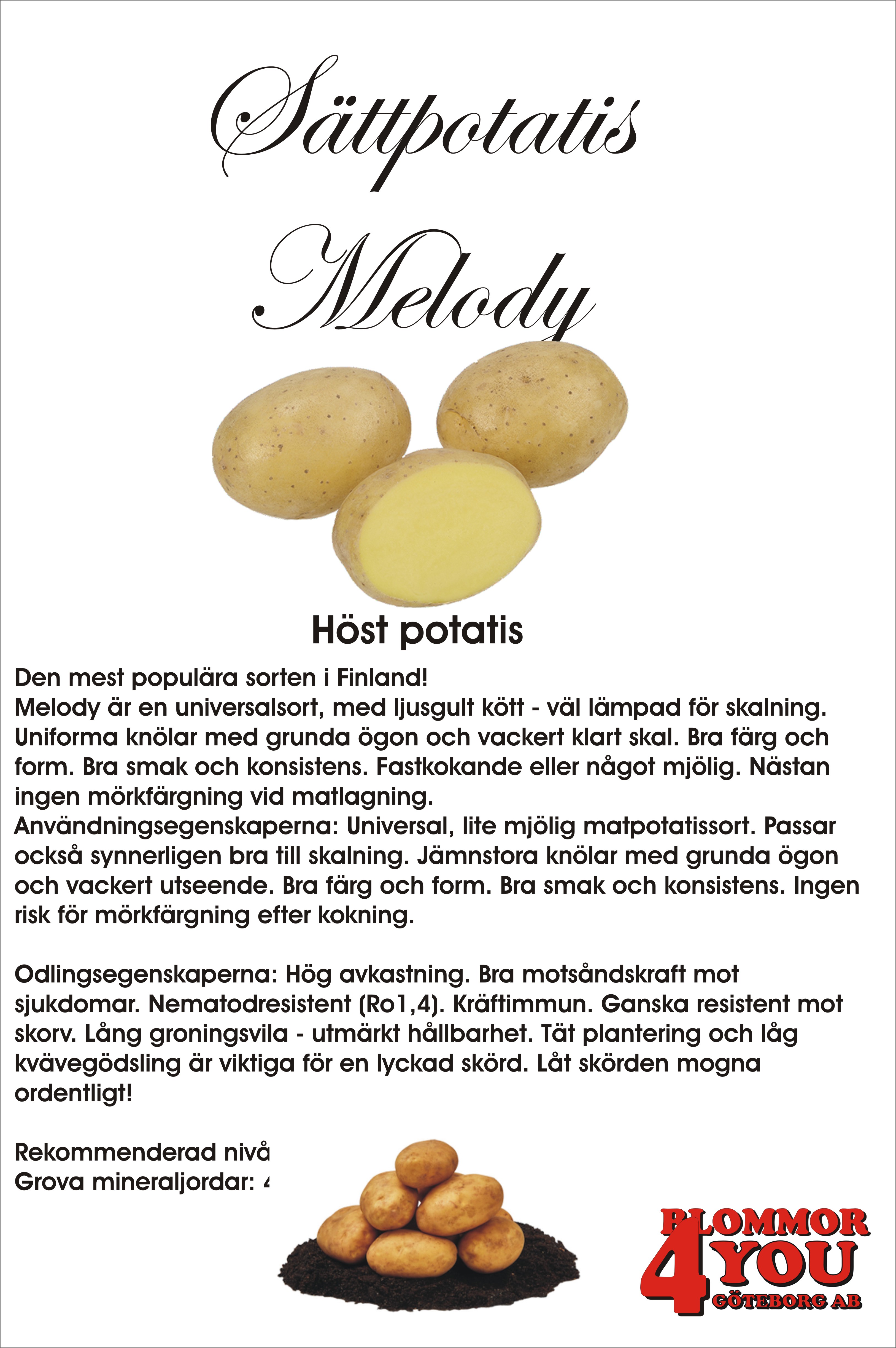 Sättpotatis Melody 2 Kilo