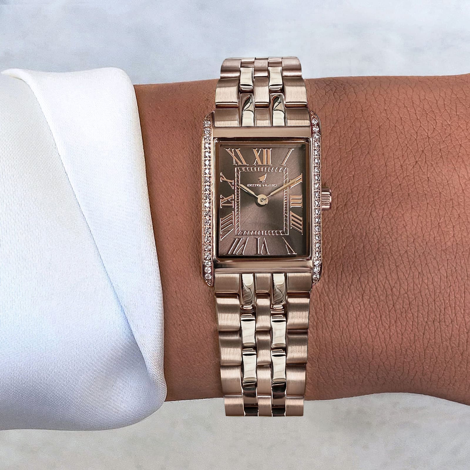 Rose gold deals rectangle watch