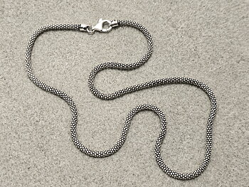 Snake-like chain with polka dot pattern, sh. Popcorn chain approx. 44cm oxidized 925-silver