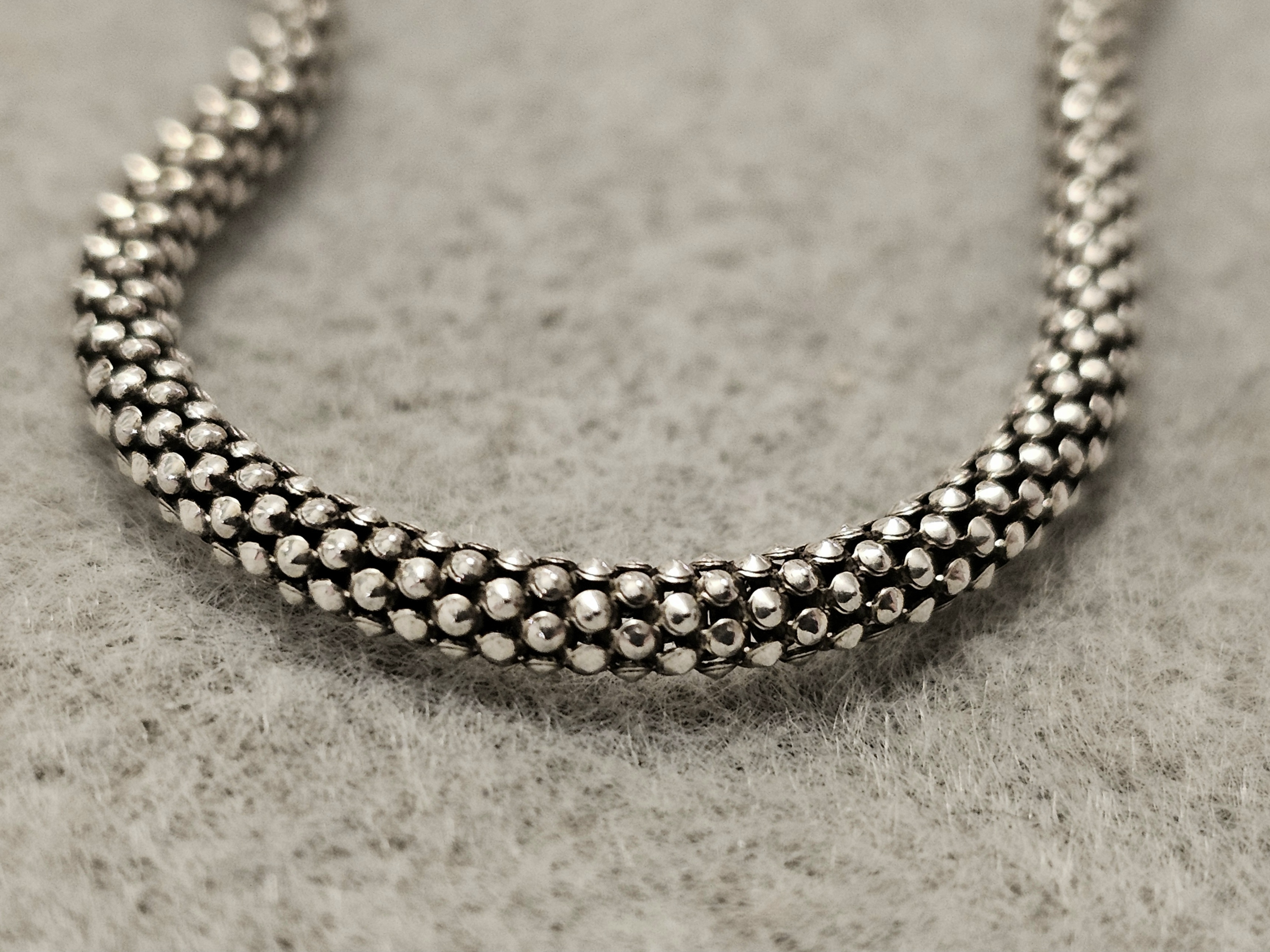 Snake-like chain with polka dot pattern, sh. Popcorn chain approx. 44cm oxidized 925-silver - 2