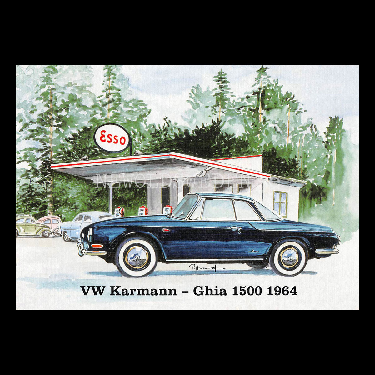 Volkswagen Karmann - Ghia 1500 - 1964 - ESSO - Vykort A5