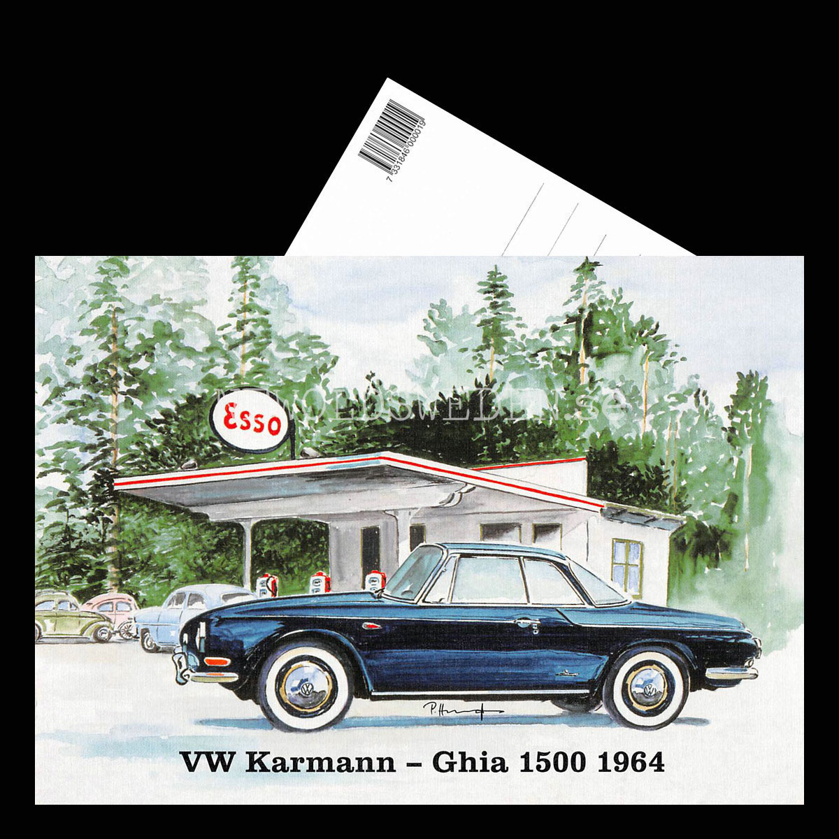 Volkswagen Karmann - Ghia 1500 - 1964 - ESSO - Vykort A5 - 3