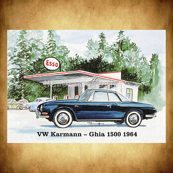 Volkswagen Karmann - Ghia 1500 - 1964 - ESSO - Vykort A5