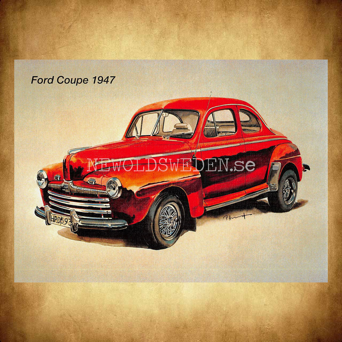 Ford Coupe 1947 - Vykort A5 - 2