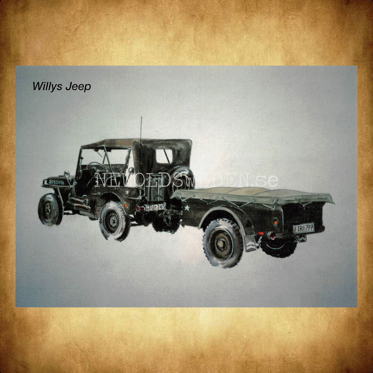 Willys Jeep - Vykort A5 - 2