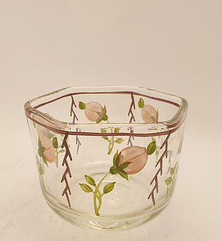 Bowl hexagonal hand-painted rose buds