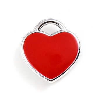 Berlock -  Enameld christmas heart  Red silver
