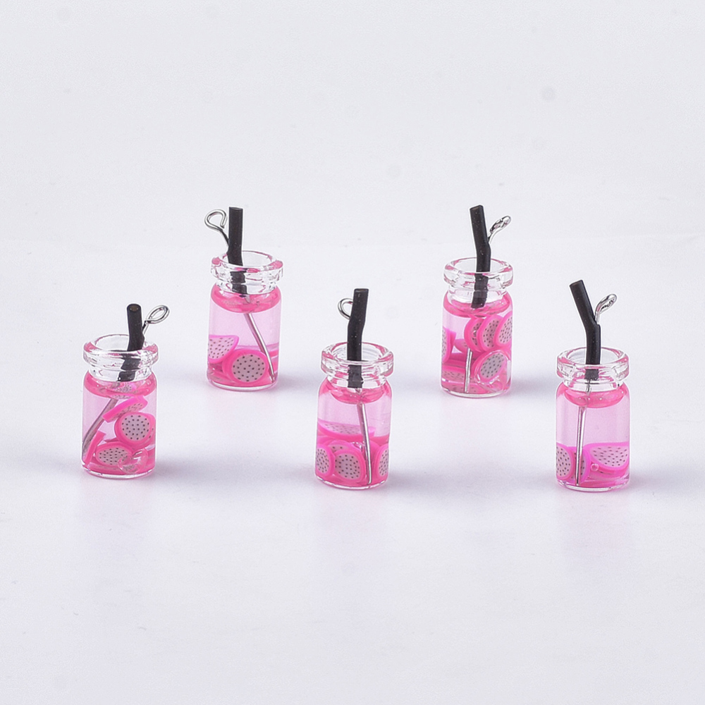 Berlock - Resin, 3D   Drink / Cocktail,  Drakfrukt Rosa - 2