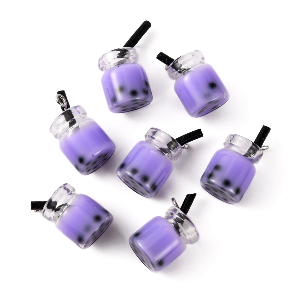 Pendant / Charm,  3D Drink / Coctail Boba Tea Lila