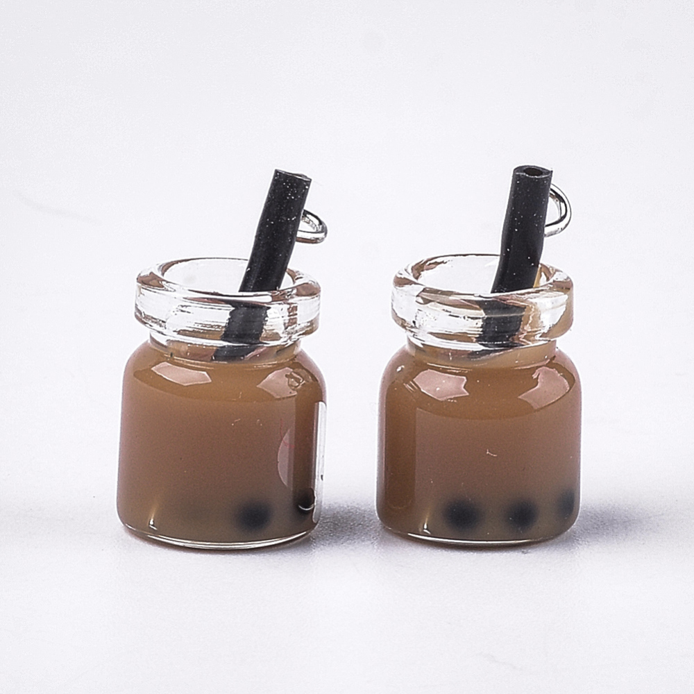 Pendant / Charm,  3D Drink / Coctail Boba Tea  Brown 25mm
