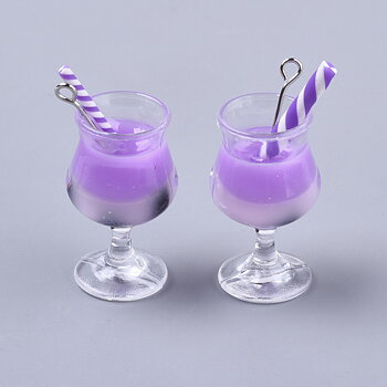 Berlock - Resin, 3D   Drink /  Milkshake  Lila vit