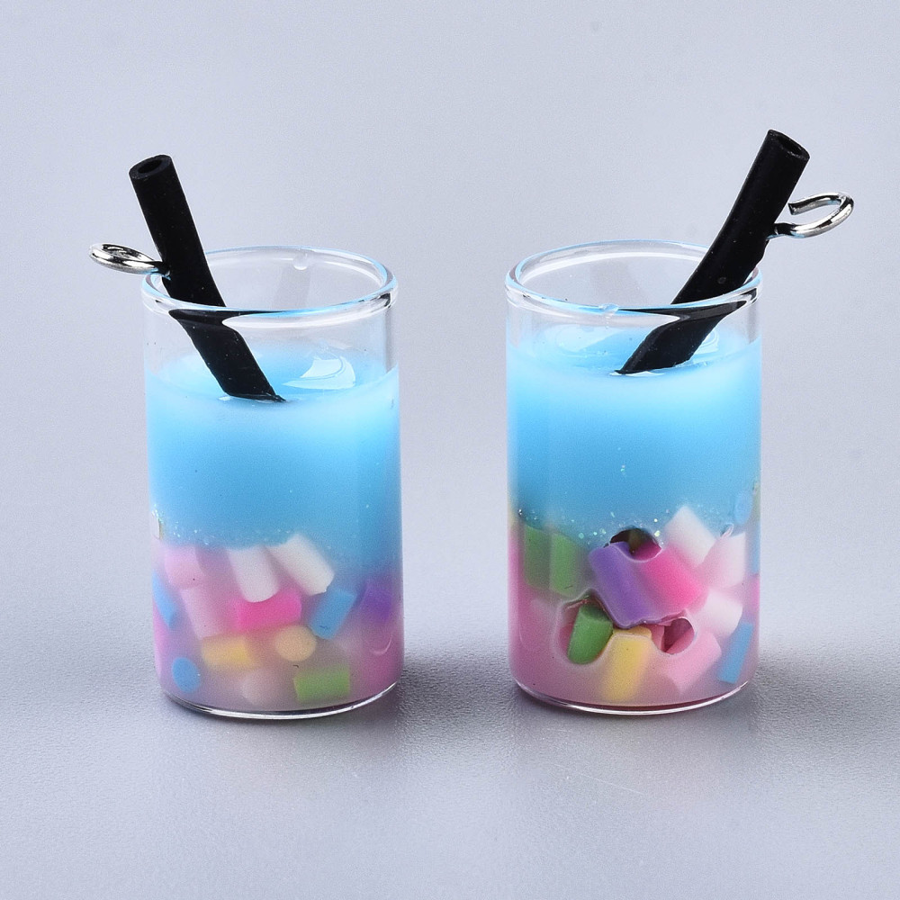 Berlock - Resin & Glas, 3D   Drink /  Milkshake  Rosablå Marshmallows