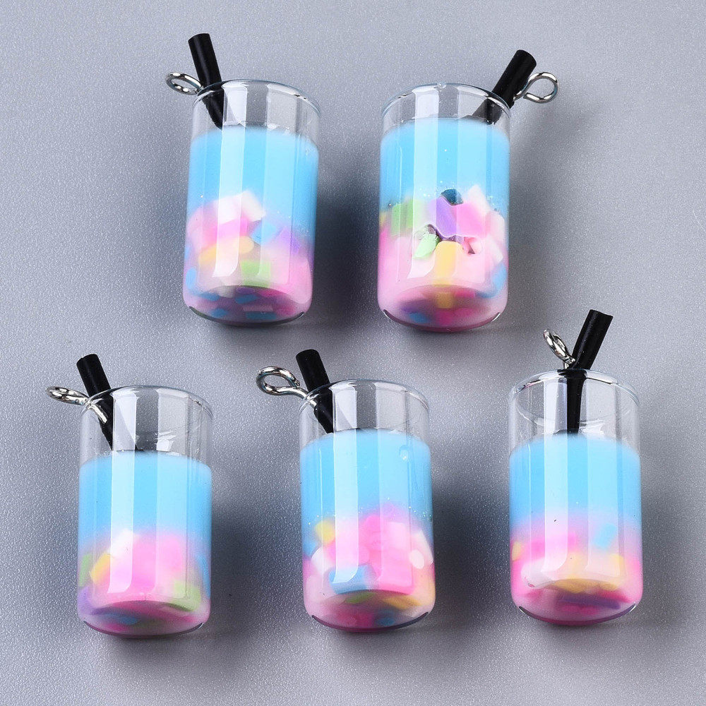 Berlock - Resin & Glas, 3D   Drink /  Milkshake  Rosablå Marshmallows - 2