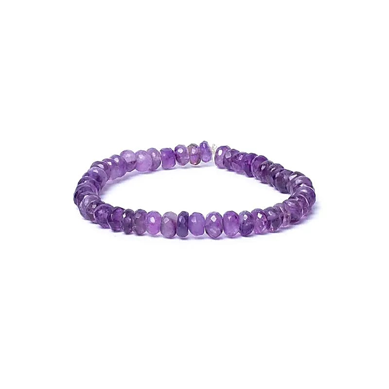 Armband ametist facett, AA-kvalitet 6 mm
