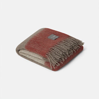 Mohair Pläd Brick & Brindle Stripe