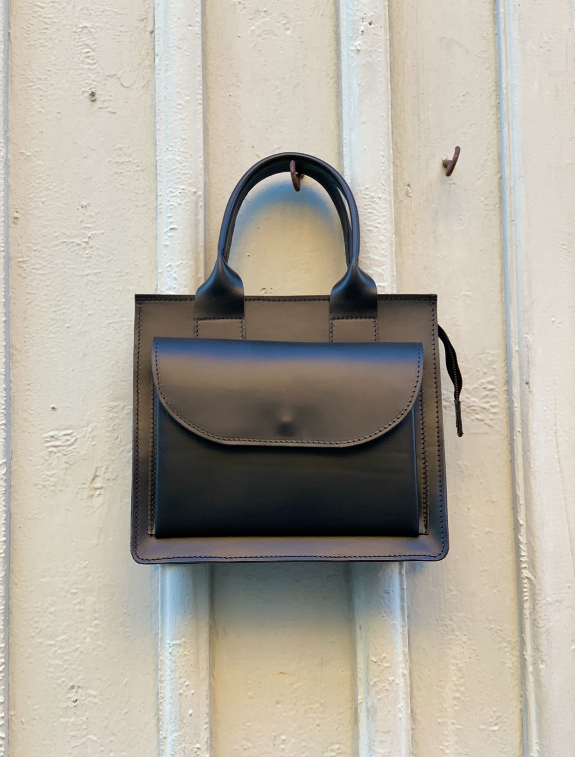 HagaToffeln Teachers Bag Black Vegetable Tanned Leather Haga