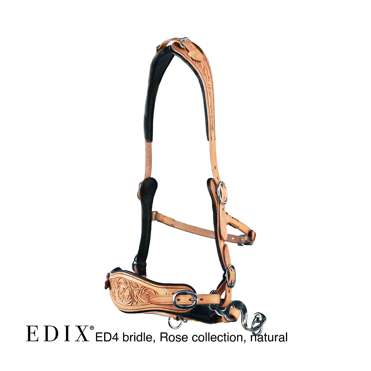 Hackamore bridle Anatomical, Edix© Rose, natural - 2