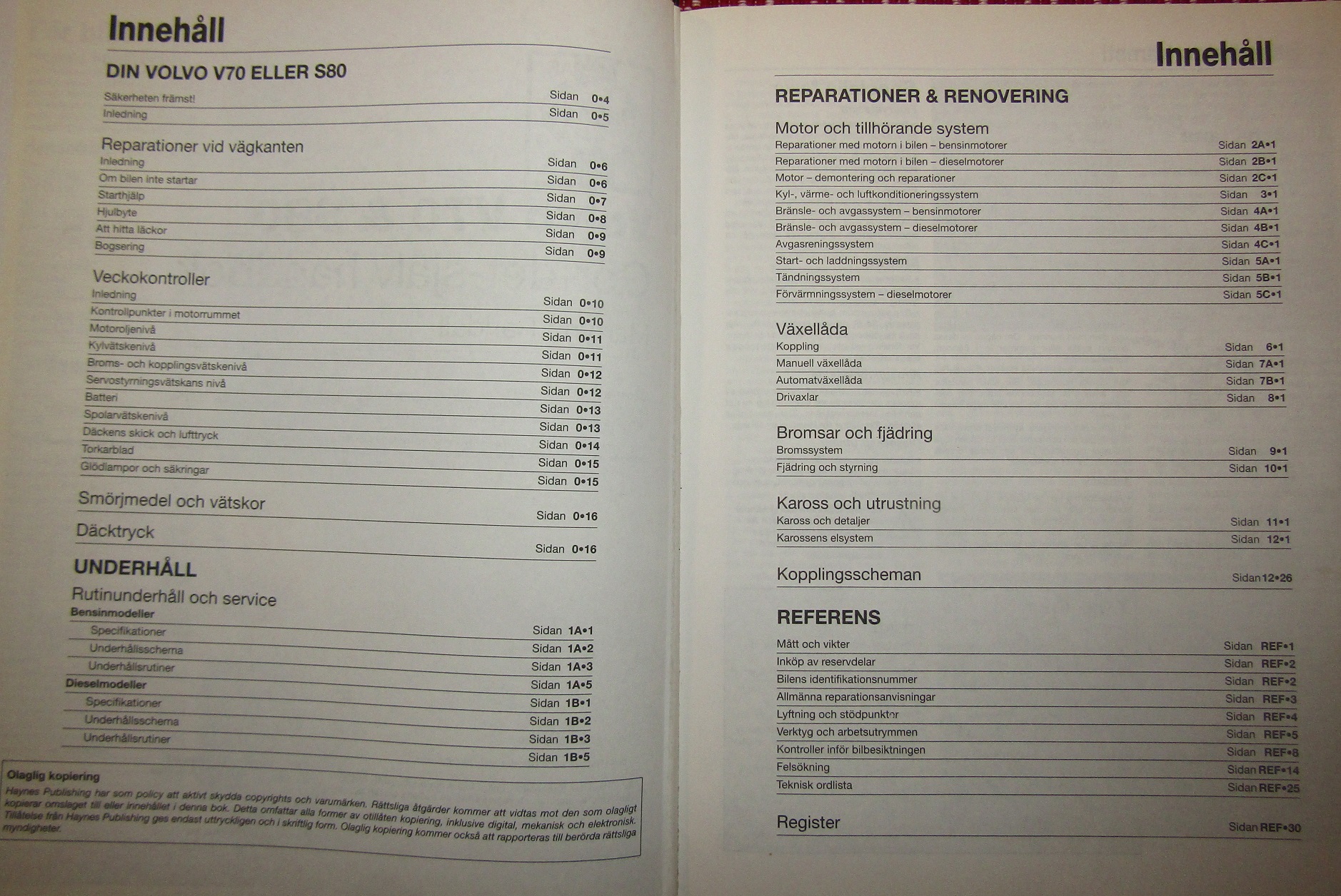 1998 - 2007 Volvo V70 & S80 Gör det själv handbok - 3