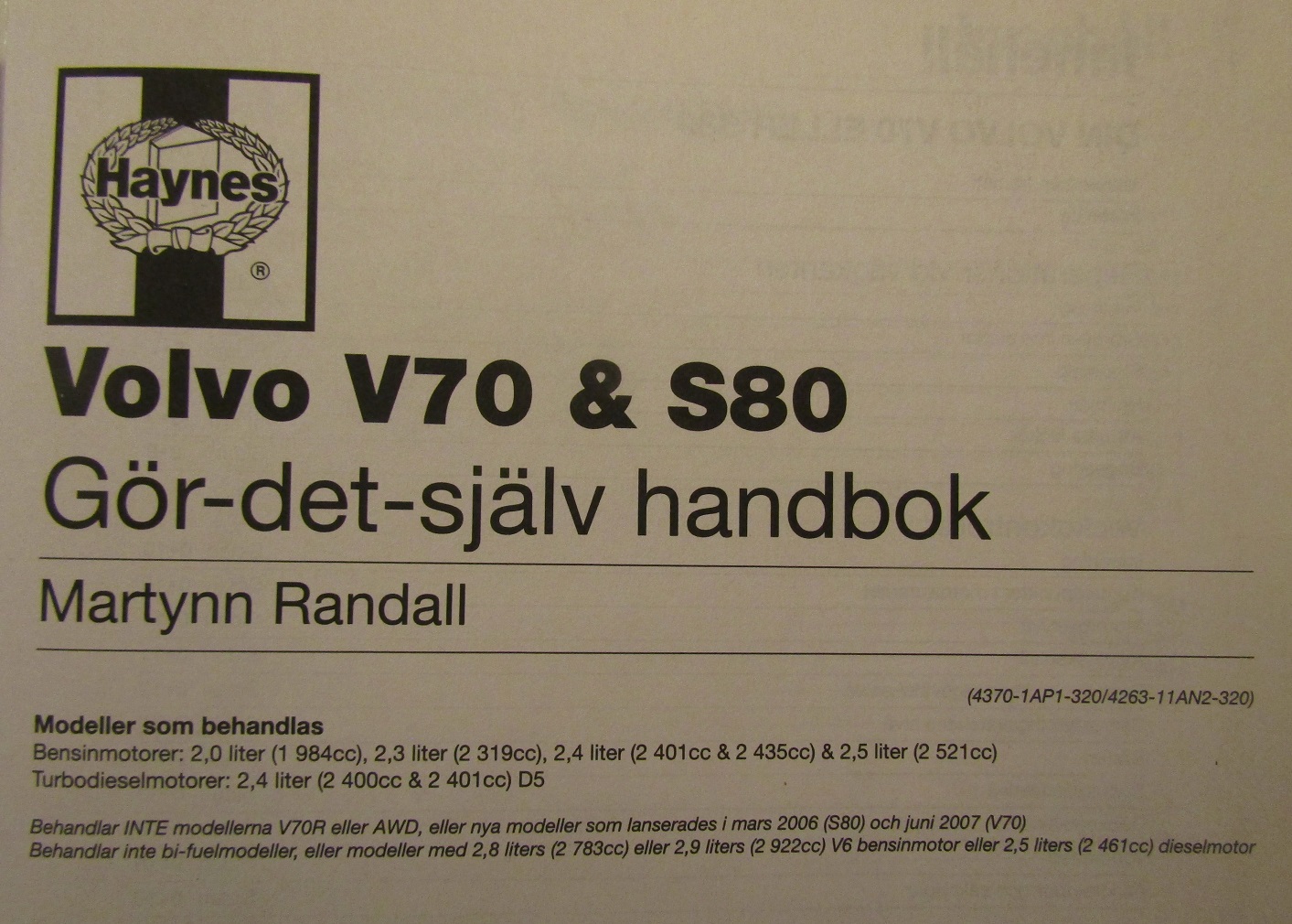 1998 - 2007 Volvo V70 & S80 Gör det själv handbok - 2