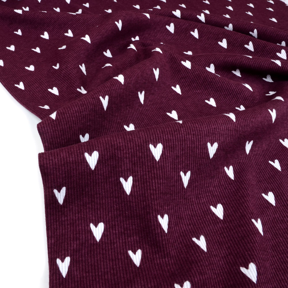 HEARTS RIBBED - EGGPLANT
