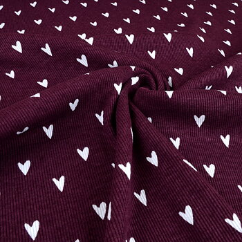 HEARTS RIBBED - EGGPLANT