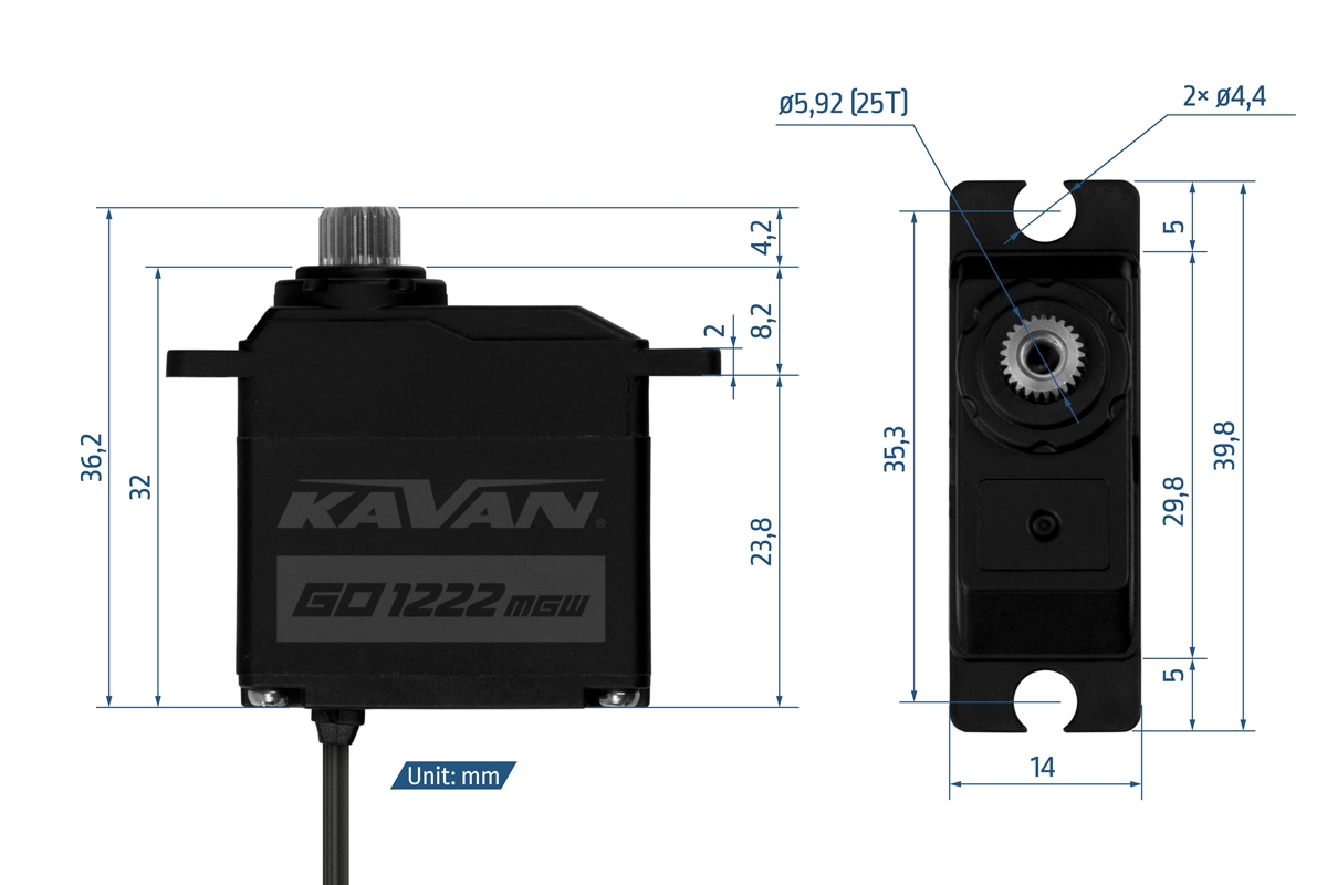 Servo Kavan GO-1222MGW  6kg / 0.085s - 2