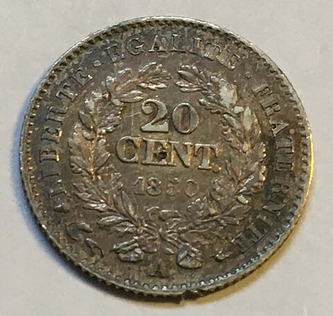 Frankrike 20 centimes 1850 A 1+