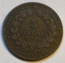 Frankrike 5 centimes 1877 A nära 1+