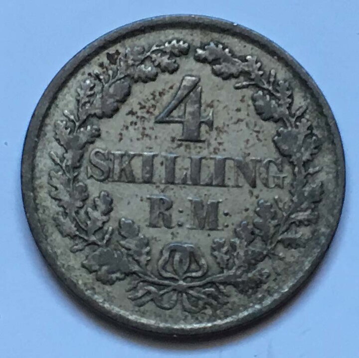 Danmark 4 sk RM 1854 1/1+