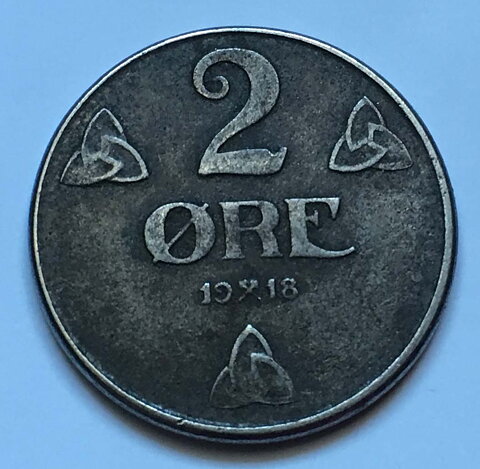 Norge 2 öre 1918 järn god 1