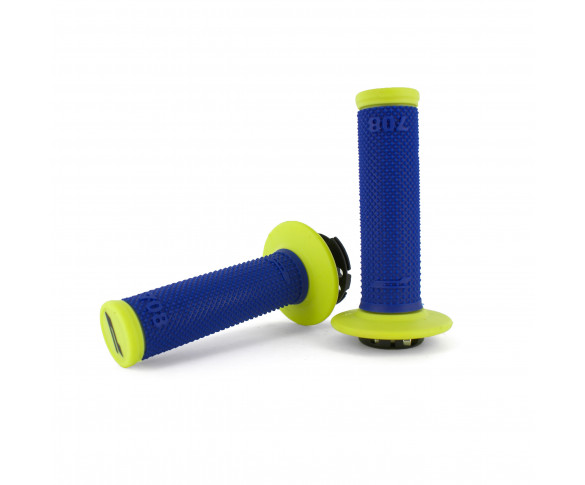 PROGRIP, 708 DUAL DENSITY FULL DIAMOND LOCK ON GRIPS, NEON BLÅ GUL - 3