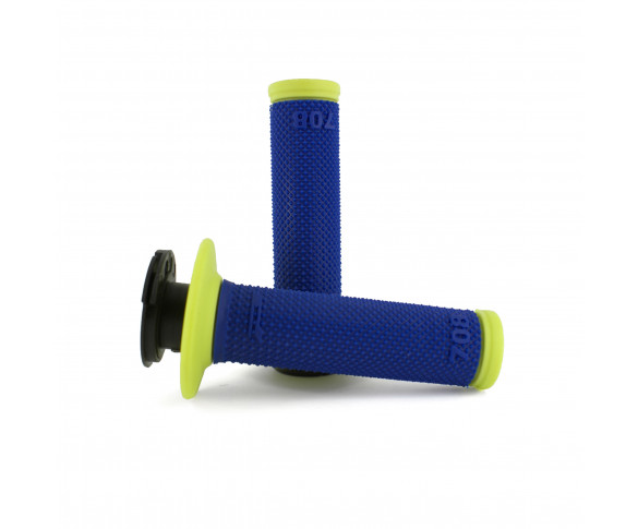 PROGRIP, 708 DUAL DENSITY FULL DIAMOND LOCK ON GRIPS, NEON BLÅ GUL