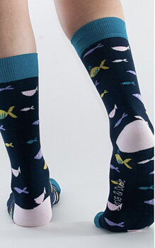 Navy Fish Bamboo Socks 