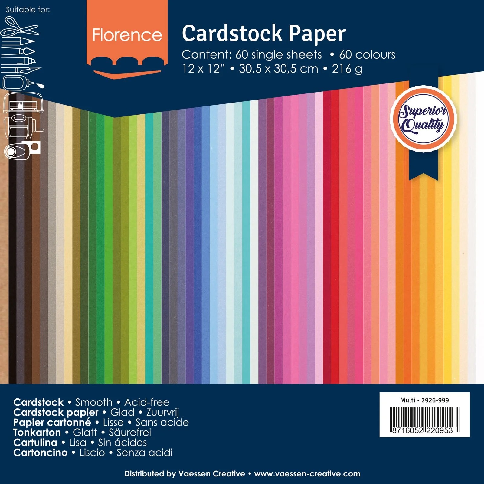 Florence - Cardstock paper Smooth Multipack 12x12 - Assorti