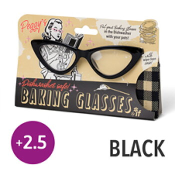 Peggy's Baking Glasses : Black +2.5 med fodral - Läsglasögon som tål att diskas i maskin!