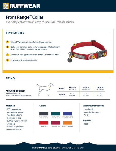 Ruffwear Front Range™ Collar - Basalt Gray