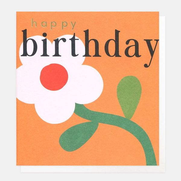 Happy Birthday Pink On Orange, Greeting card