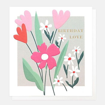 Birthday Love Grey Floral, Greeting card