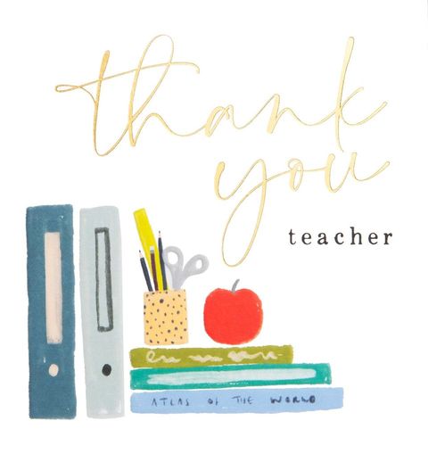 Jfn015 - Thank You Teacher Books Pencils And Apple