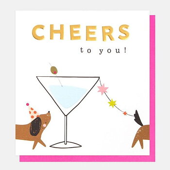 Cheers To You Sausage Dog With Martini, Greeting card