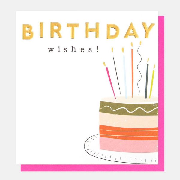 Birthday Wishes Rainbow Cake With Wiggly Candle, Greeting card